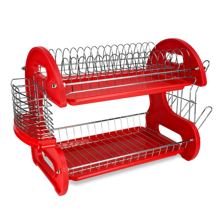 Red 2 tier online dish rack